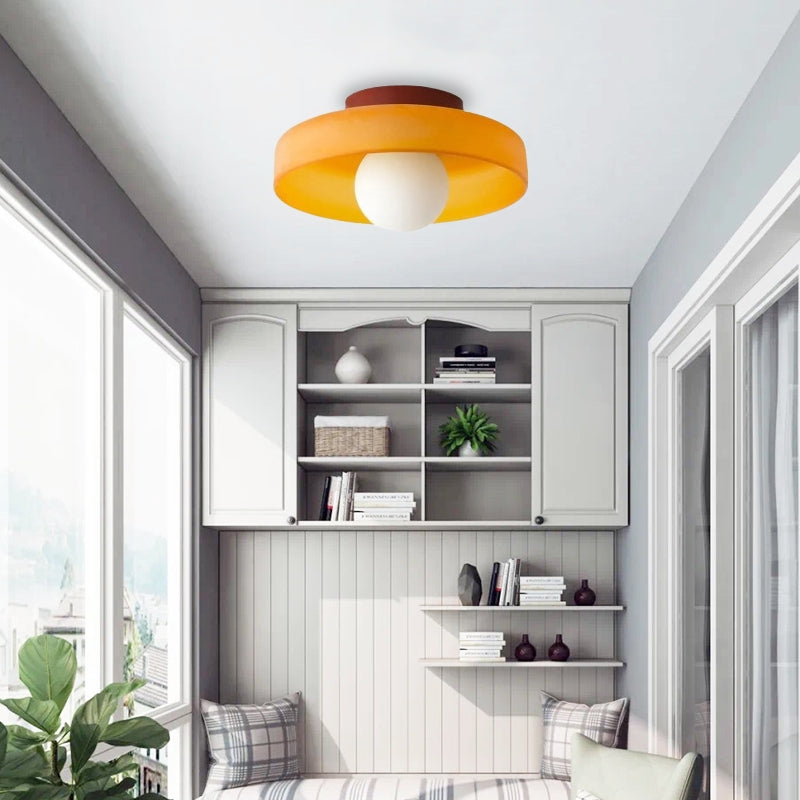 Nordic Metal Orange Round Ceiling Light Living Room