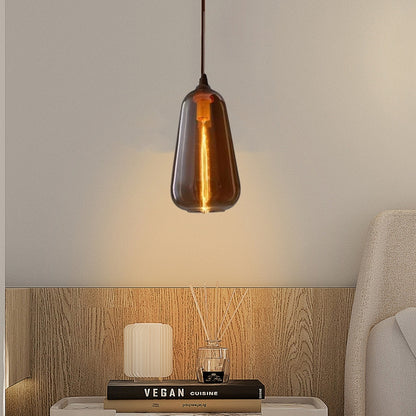 Modern Amber Pendant Light Metal Bedroom Kitchen