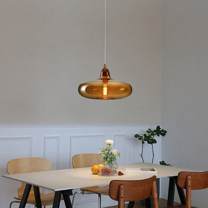 Modern Amber Pendant Light Metal Bedroom Kitchen