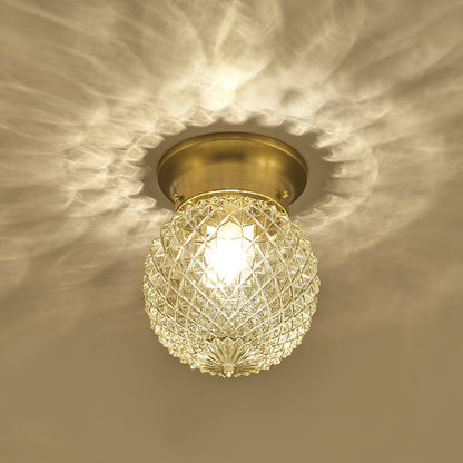 Brass Glass Semi Flush Mount Ceiling Light