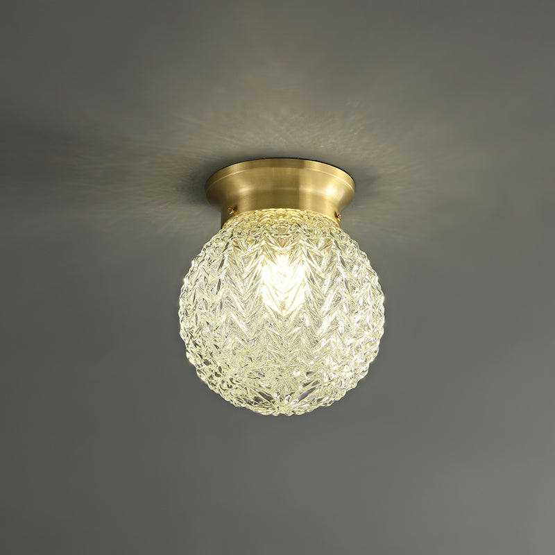 Brass Glass Semi Flush Mount Ceiling Light