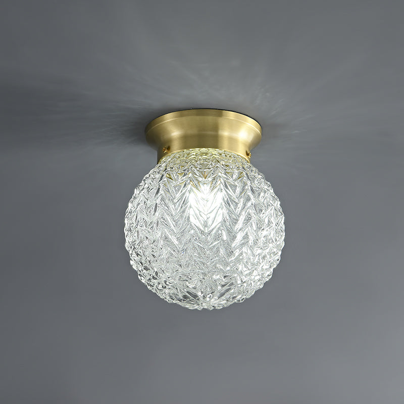 Brass Glass Semi Flush Mount Ceiling Light