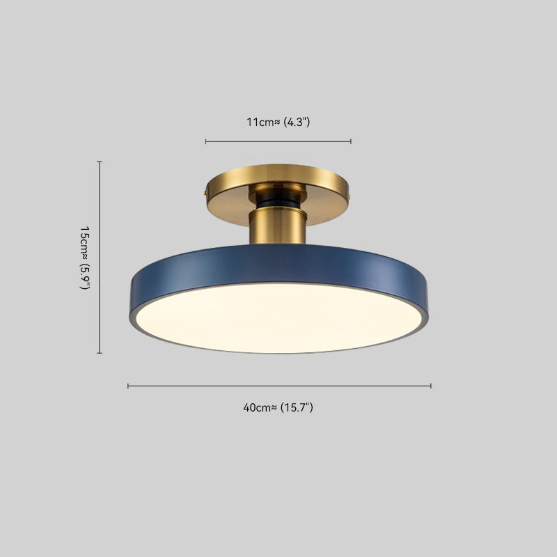 Blue LED Acrylic Drum Semi Flush Mount Ceiling Light