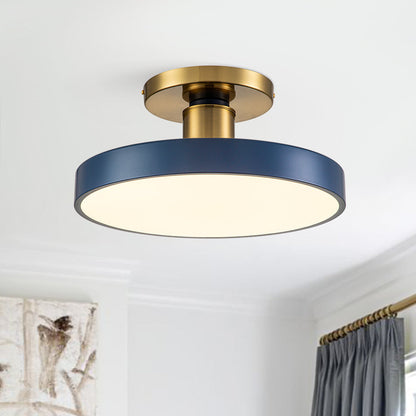 Blue LED Acrylic Drum Semi Flush Mount Ceiling Light