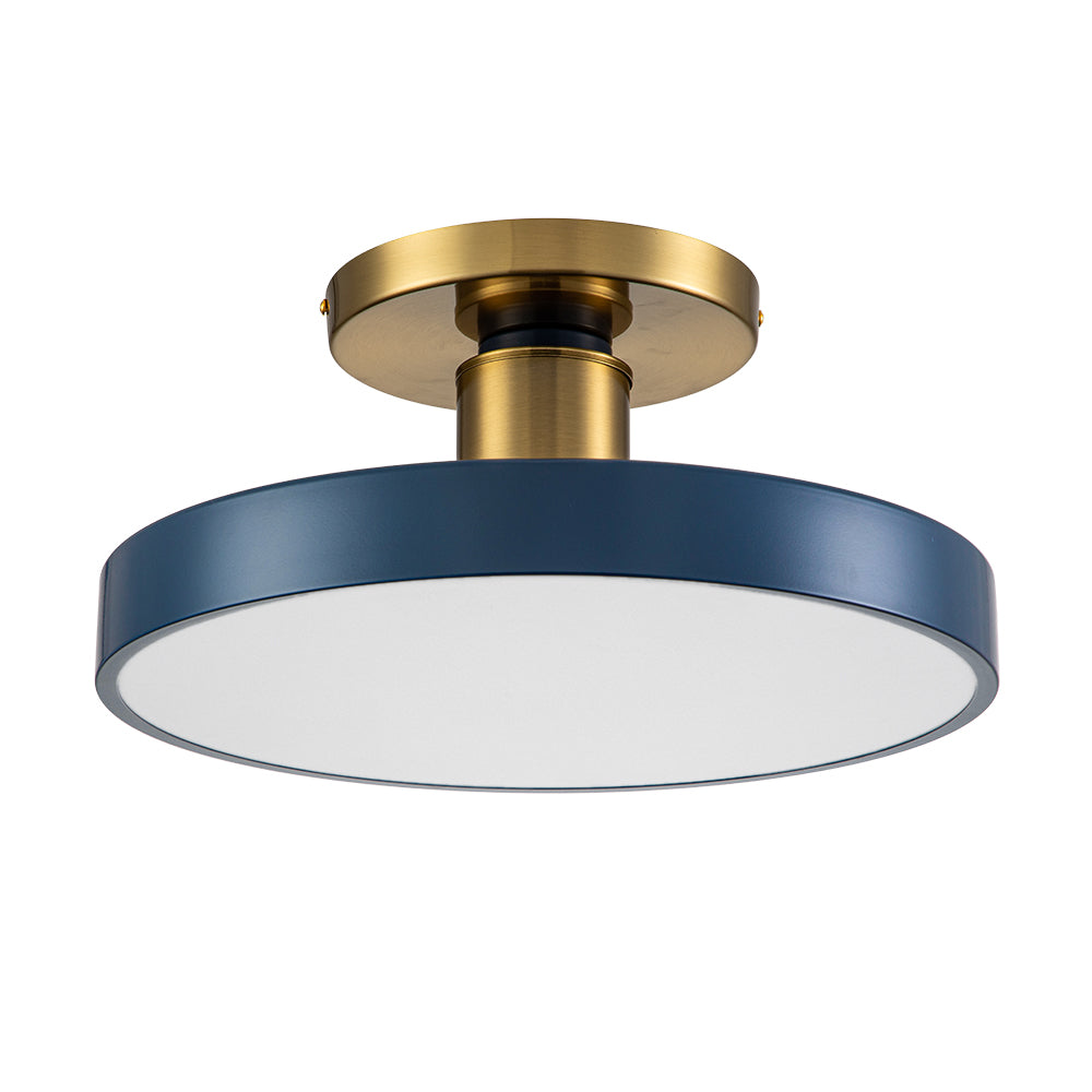 Blue LED Acrylic Drum Semi Flush Mount Ceiling Light