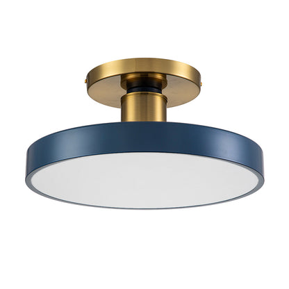 Blue LED Acrylic Drum Semi Flush Mount Ceiling Light