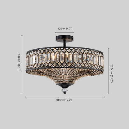 Carved Crystal Drum Semi Flush Mount