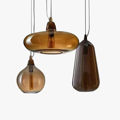 Modern Amber Pendant Light Metal Bedroom Kitchen