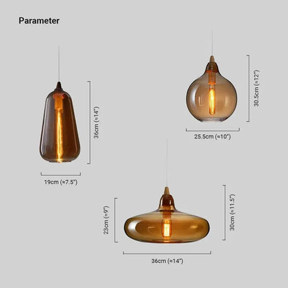 Modern Amber Pendant Light Metal Bedroom Kitchen