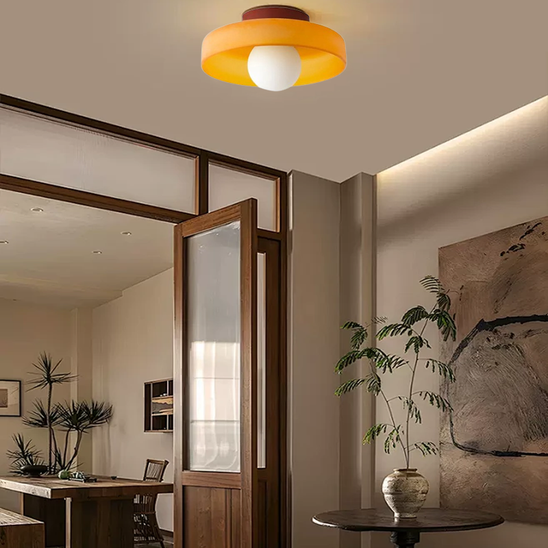 Nordic Metal Orange Round Ceiling Light Living Room