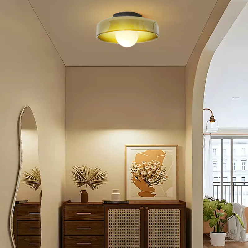 Nordic Metal Orange Round Ceiling Light Living Room