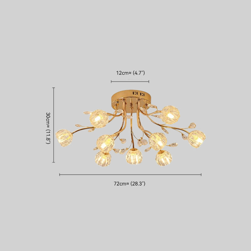 9 Light Sputnik Glass Branching Flush Mount Ceiling Light