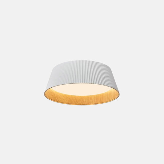 Fluted Ribbed Wood Grain LED Flush Mount Ceiling Light