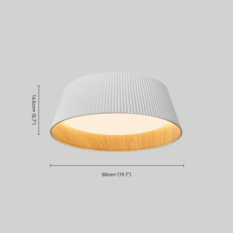 Fluted Ribbed Wood Grain LED Flush Mount Ceiling Light