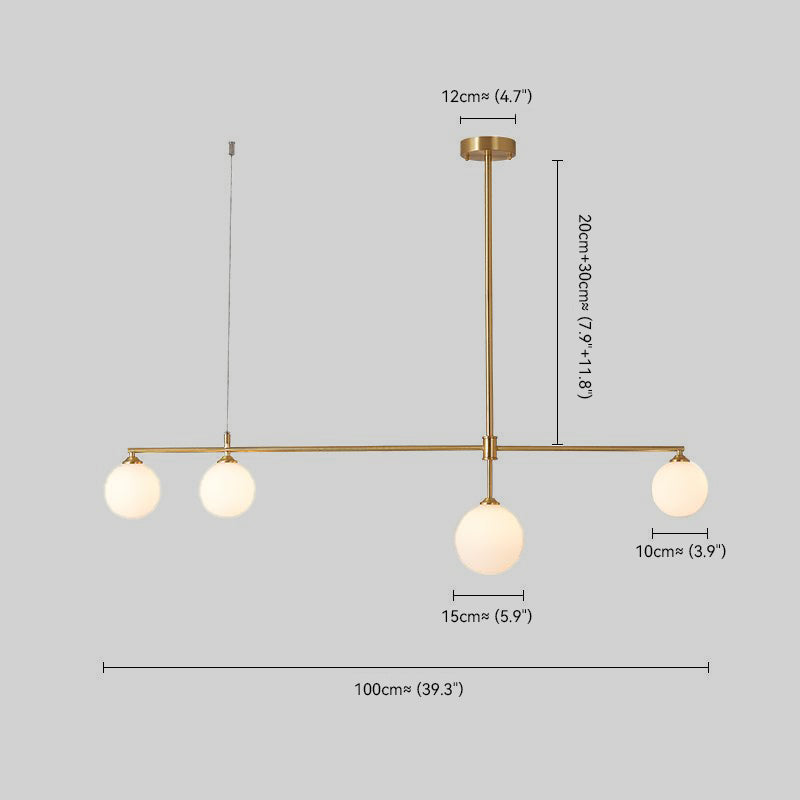 4-Light Glass Globes Linear Ceiling Light