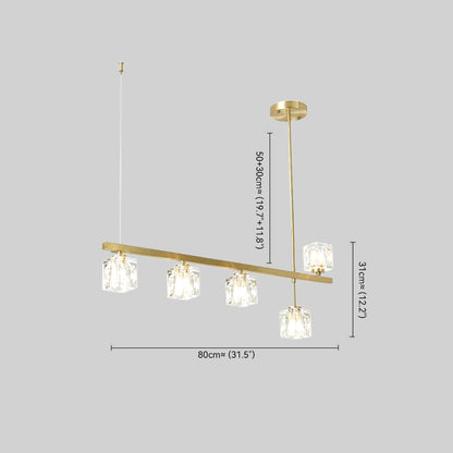 5-Light Crystal Shade Linear Ceiling Light