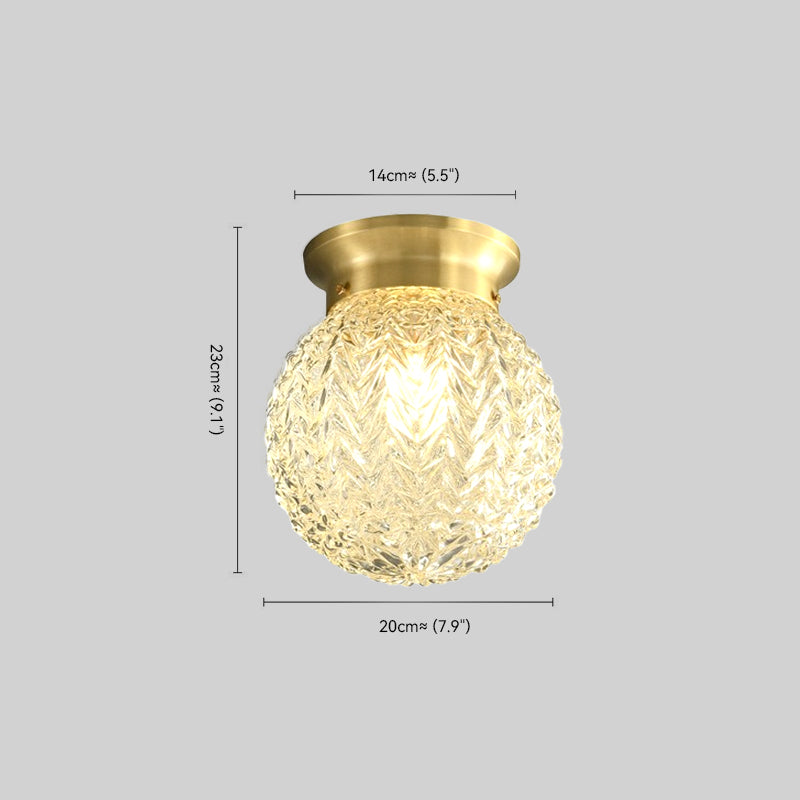 Brass Glass Semi Flush Mount Ceiling Light