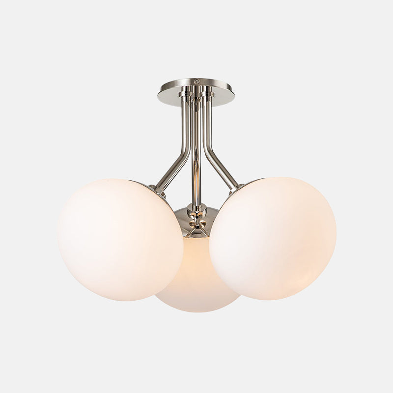 3-Light Opal Glass Semi Flush Mount