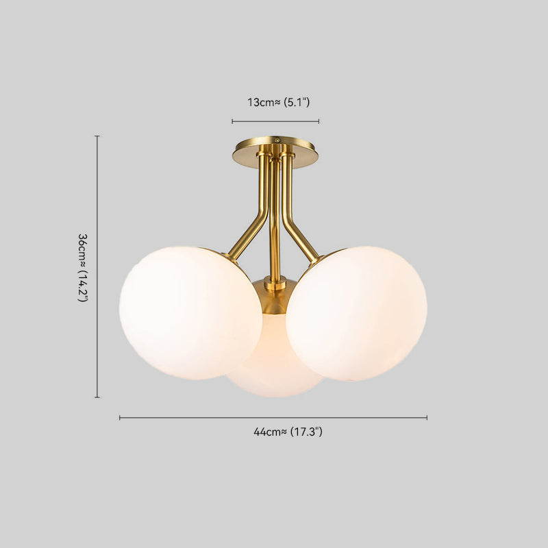 3-Light Opal Glass Semi Flush Mount