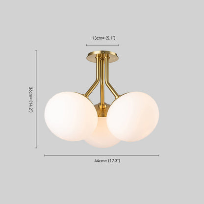 3-Light Opal Glass Semi Flush Mount