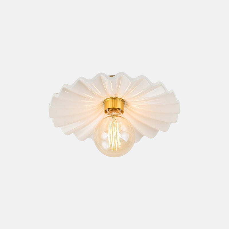 Creamy Ruffled Pleated Semi-Flush Mount