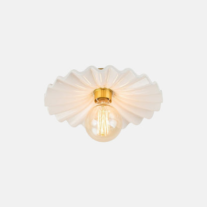 Creamy Ruffled Pleated Semi-Flush Mount