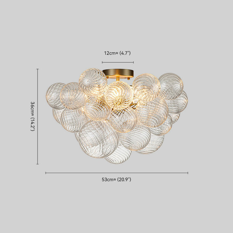 Cluster Glass Bubble Semi Flush Chandelier Light Fitting