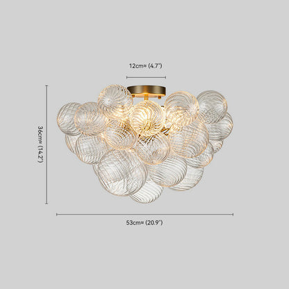 Cluster Glass Bubble Semi Flush Chandelier Light Fitting