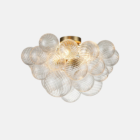 Cluster Glass Bubble Semi Flush Chandelier Light Fitting