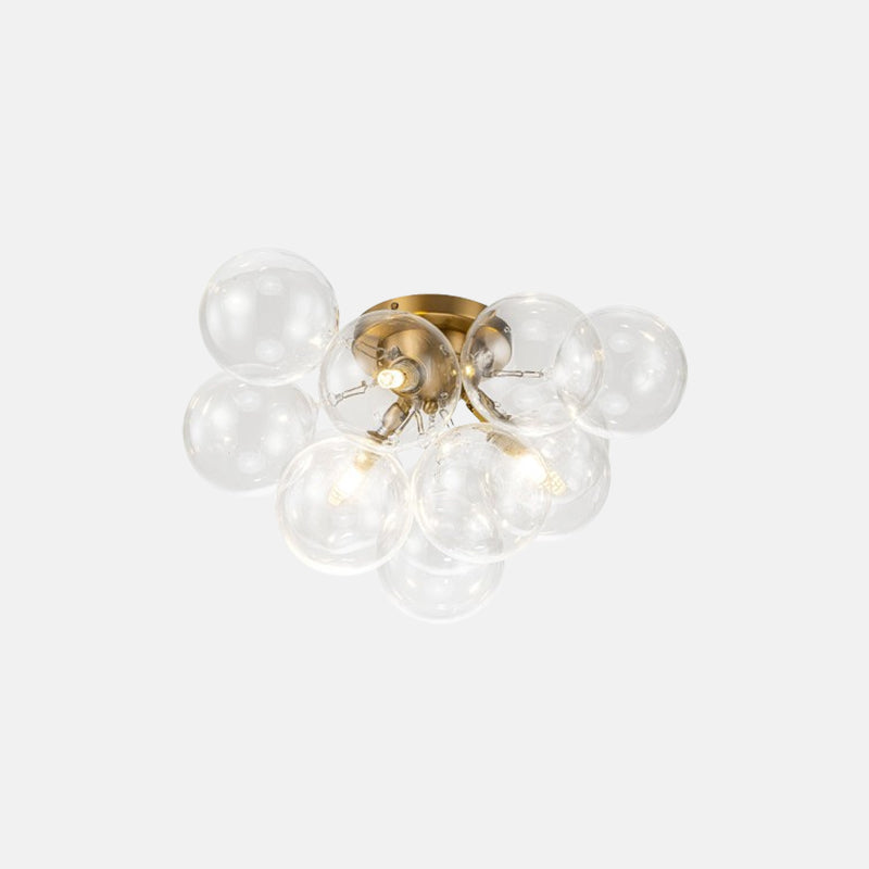 Cluster Clear Glass Bubble Semi Flush Chandelier