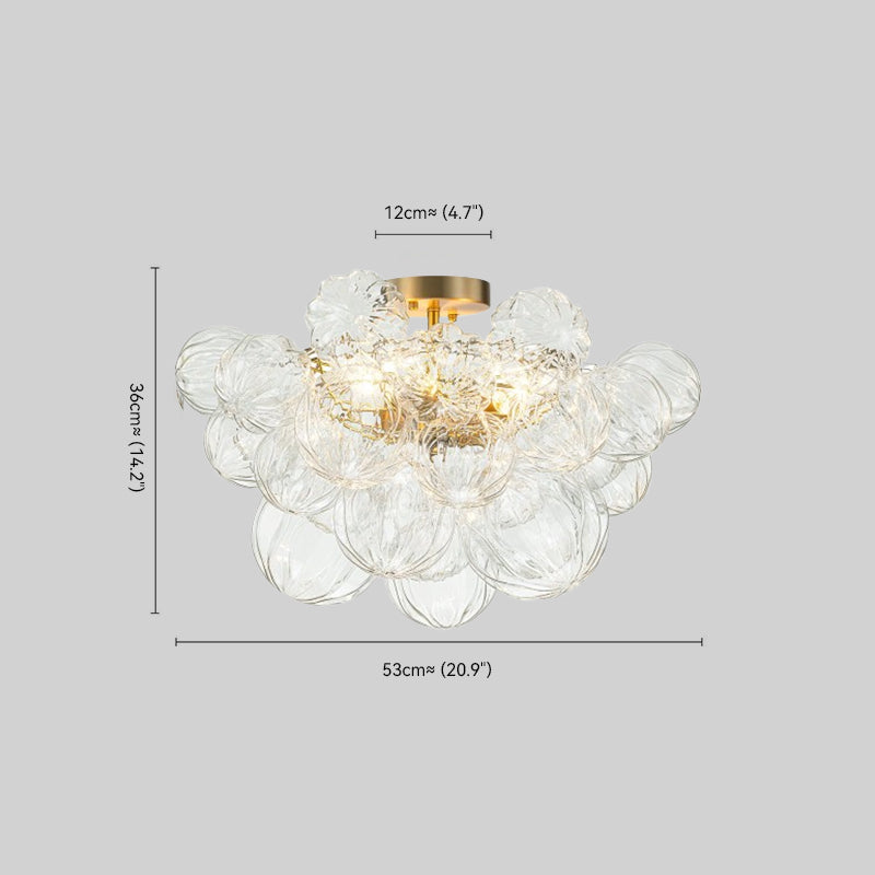 Cluster Petal Glass Bubble Semi Flush Chandelier