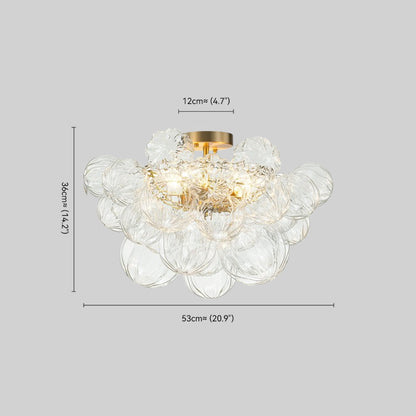 Cluster Petal Glass Bubble Semi Flush Chandelier