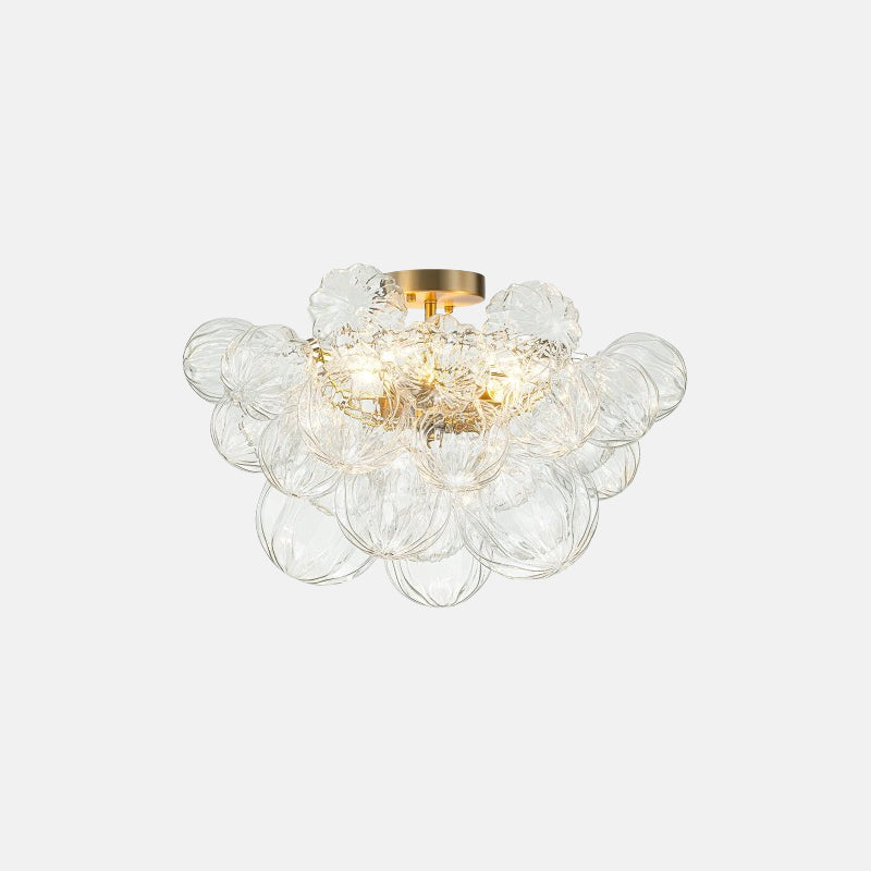 Cluster Petal Glass Bubble Semi Flush Chandelier