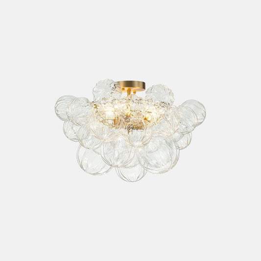 Cluster Petal Glass Bubble Semi Flush Chandelier