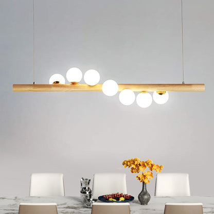 Modern Walnut/Wood Pendant Light Long Strip Glass Walnut Kitchen