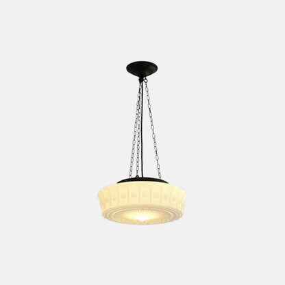 Modern Round Beige/White Pendant Light Metal Glass Bedroom