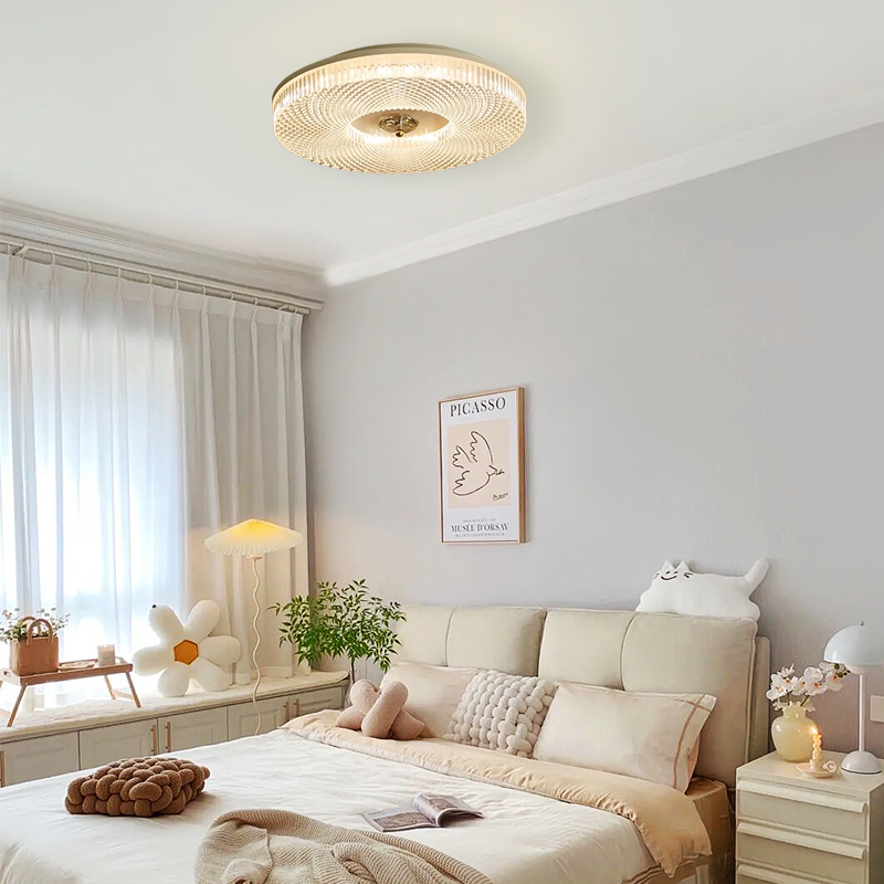 Modern Metal Round White Ceiling Light Bedroom