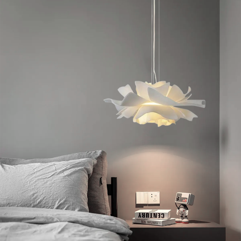 Modern White Pendant Light Metal Bedroom