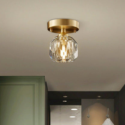 1-Light Crystal Flush Mount Ceiling Light