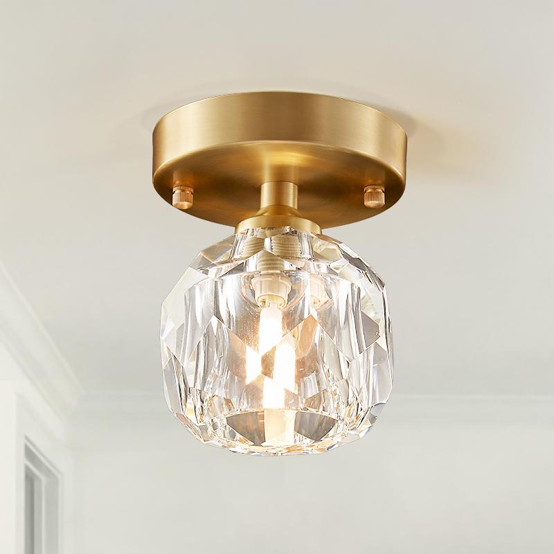 1-Light Crystal Flush Mount Ceiling Light