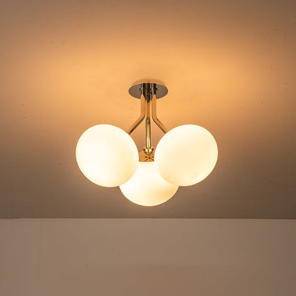 3-Light Opal Glass Semi Flush Mount