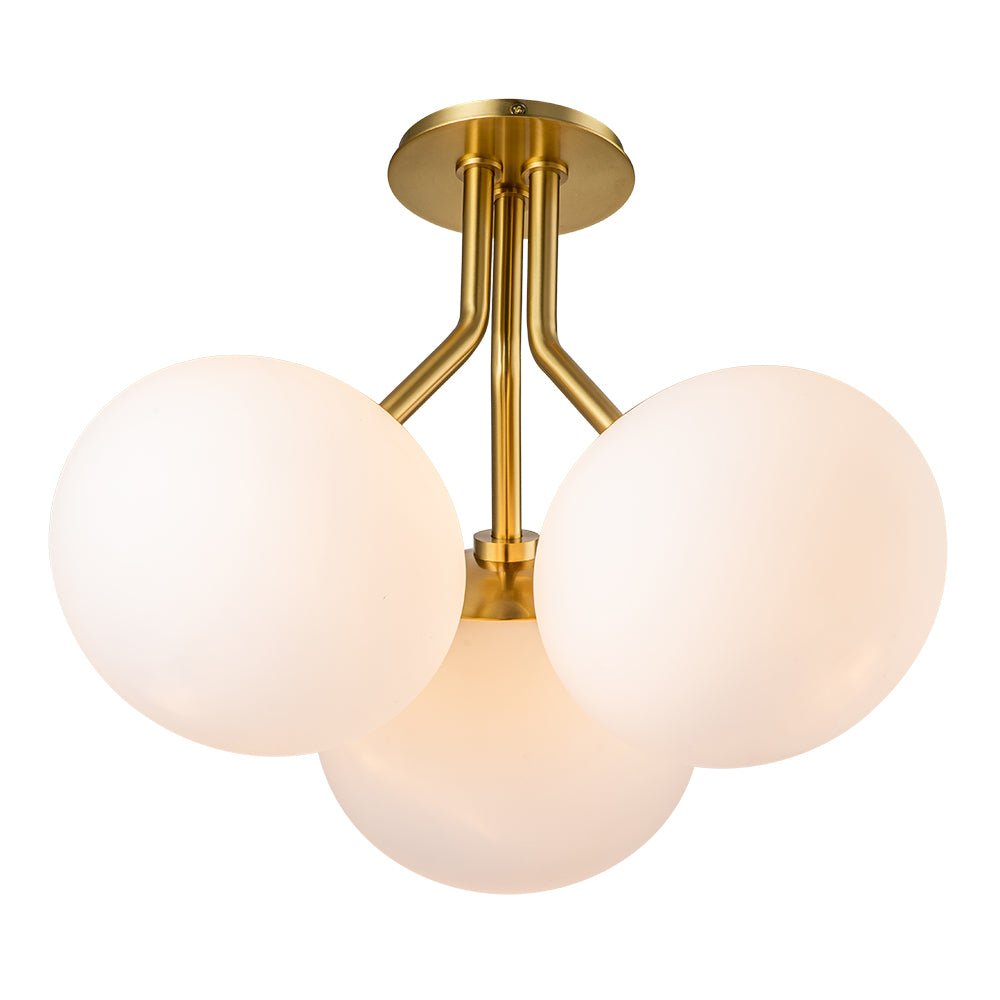 3-Light Opal Glass Semi Flush Mount