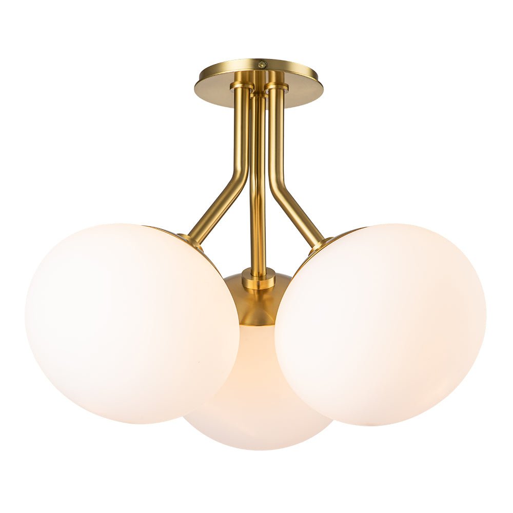 3-Light Opal Glass Semi Flush Mount