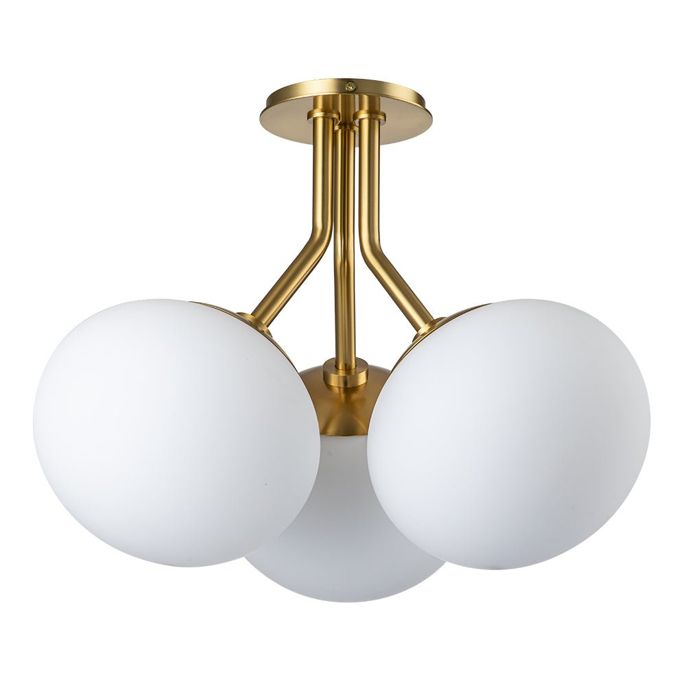 3-Light Opal Glass Semi Flush Mount