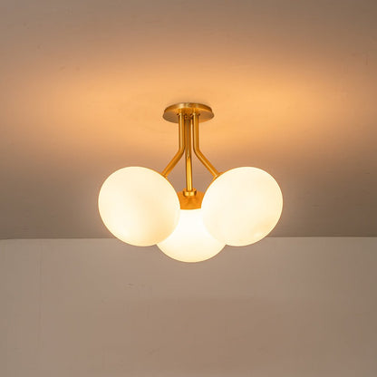 3-Light Opal Glass Semi Flush Mount