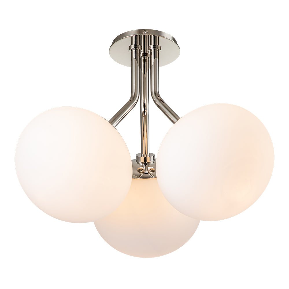 3-Light Opal Glass Semi Flush Mount