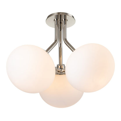 3-Light Opal Glass Semi Flush Mount