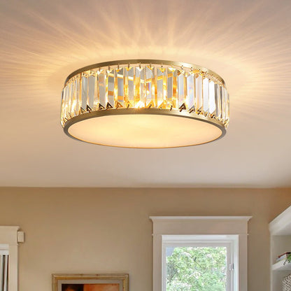 4-Light Drum Crystal Flush Mount