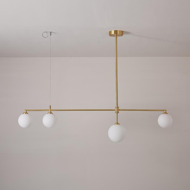 4-Light Glass Globes Linear Ceiling Light