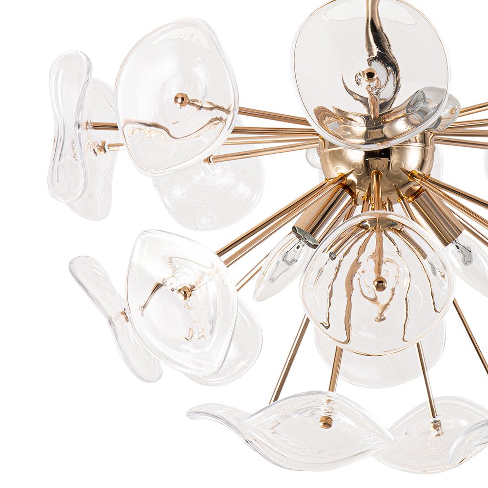 4-Light Glass Sunburst Sputnik Semi-Flush Mount Chandelier